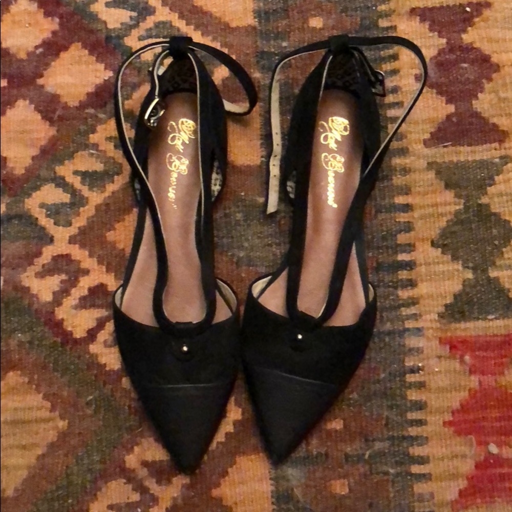 Matt Bernson flats worn twice ankle strap black